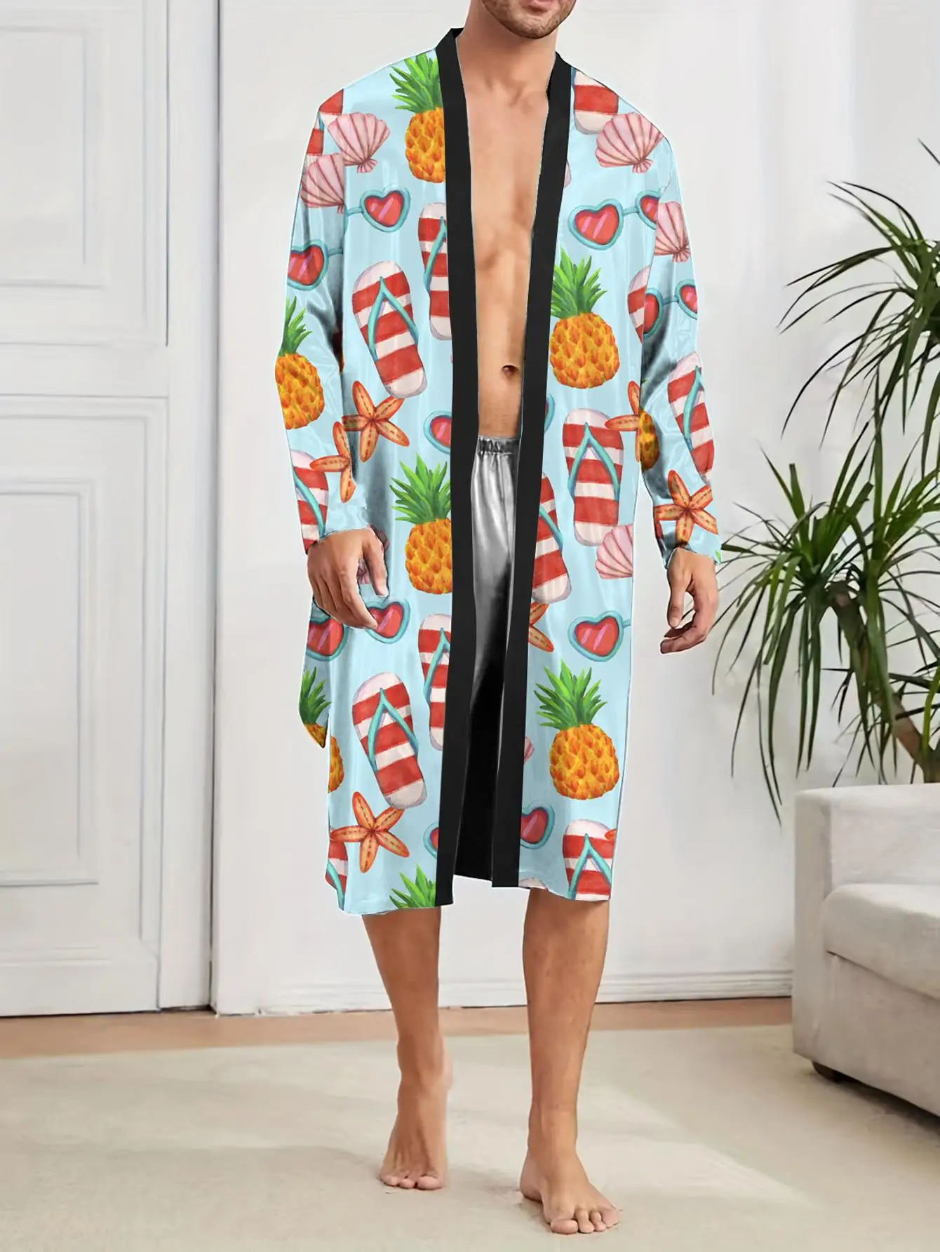 1pcs Men's Robes 2026 Spring/Summer Funny pajamas Graphic Bathrobe men Breathable Shower robe 3D Printed bath robe Bathrobe man