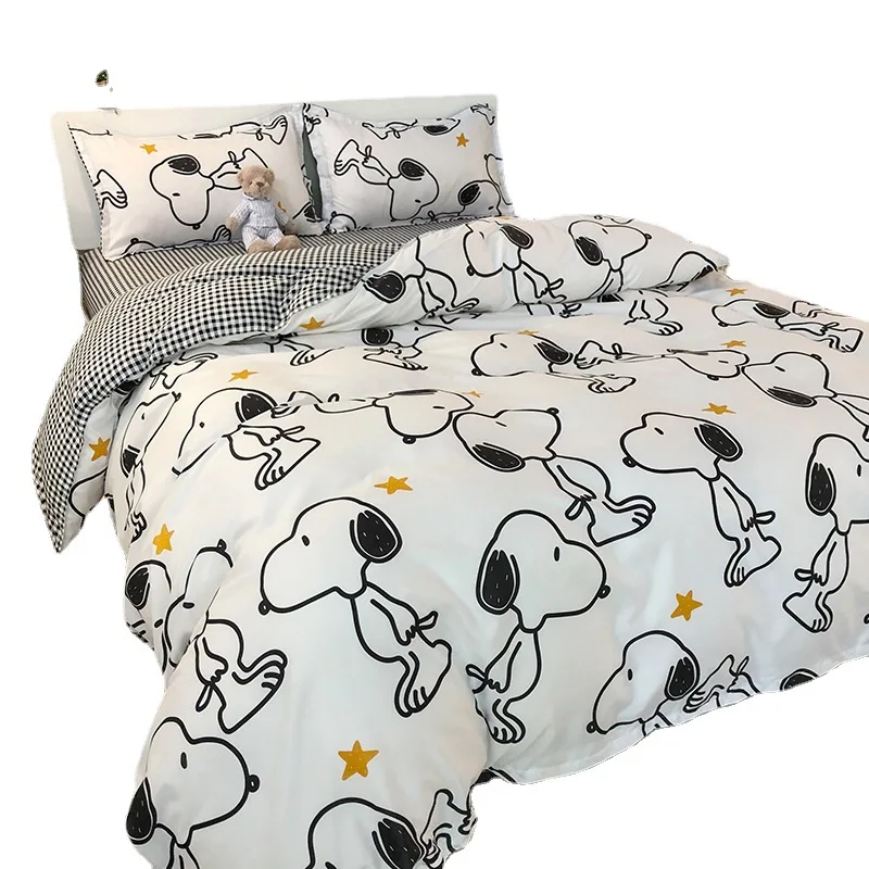 Imagem -06 - Conjunto de Cama Estilo Coreano para Crianças e Adultos Edredão Lençol Plano Fronha Roupa de Cama para Meninos e Meninas Tamanho Duplo e Queen Size Tecido Doméstico Moda