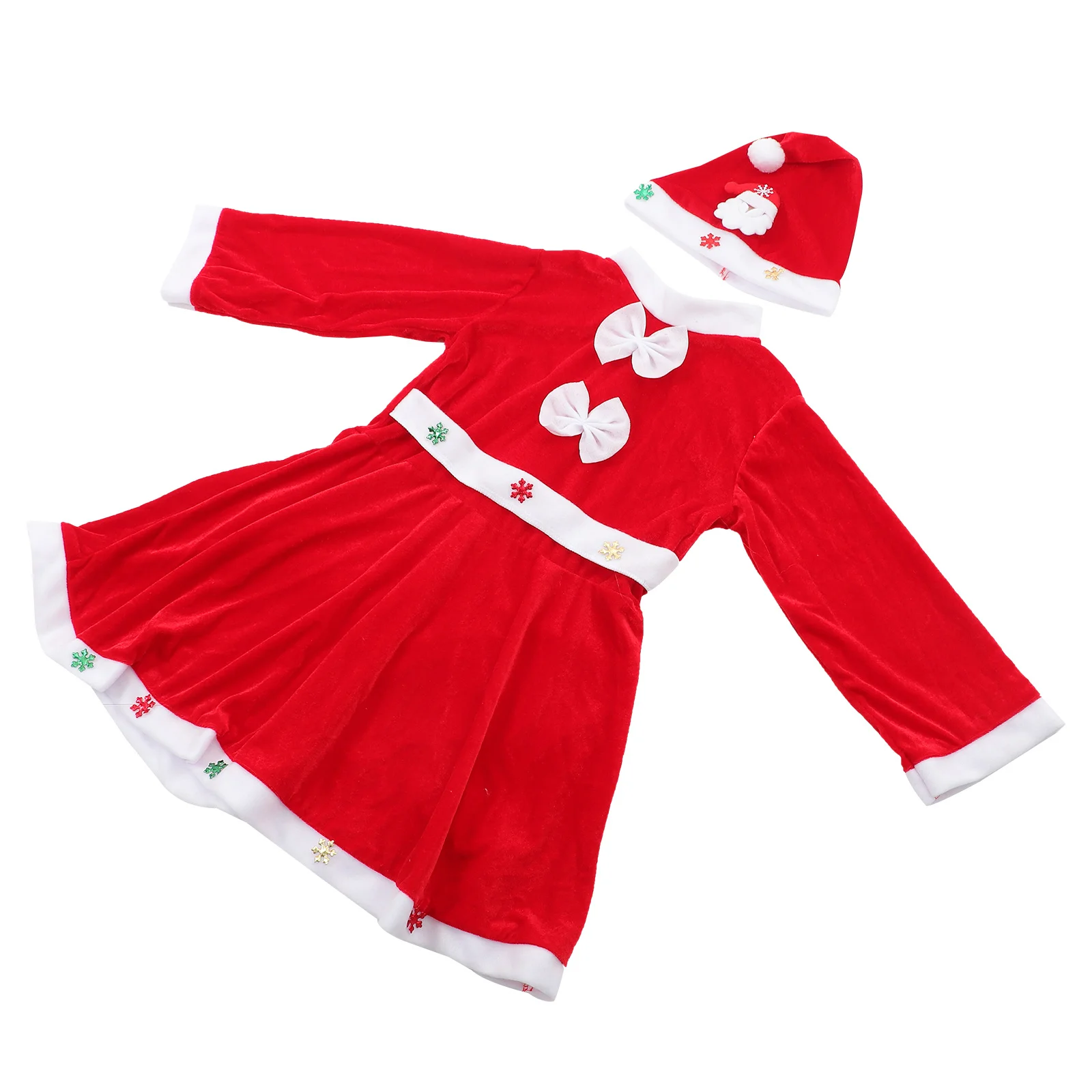 Children Christmas Elf Costume 130cm High Quality Comfortable Fabric Xmas Party Dress Girl Holiday Clothing Bright Color