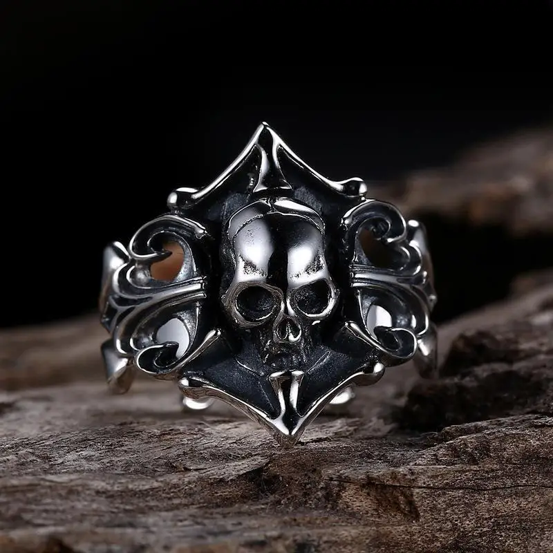 Anillo de calavera con personalidad dominante para hombre, anillo de pirata fantasma gótico, accesorios de joyería Punk, regalo al por mayor