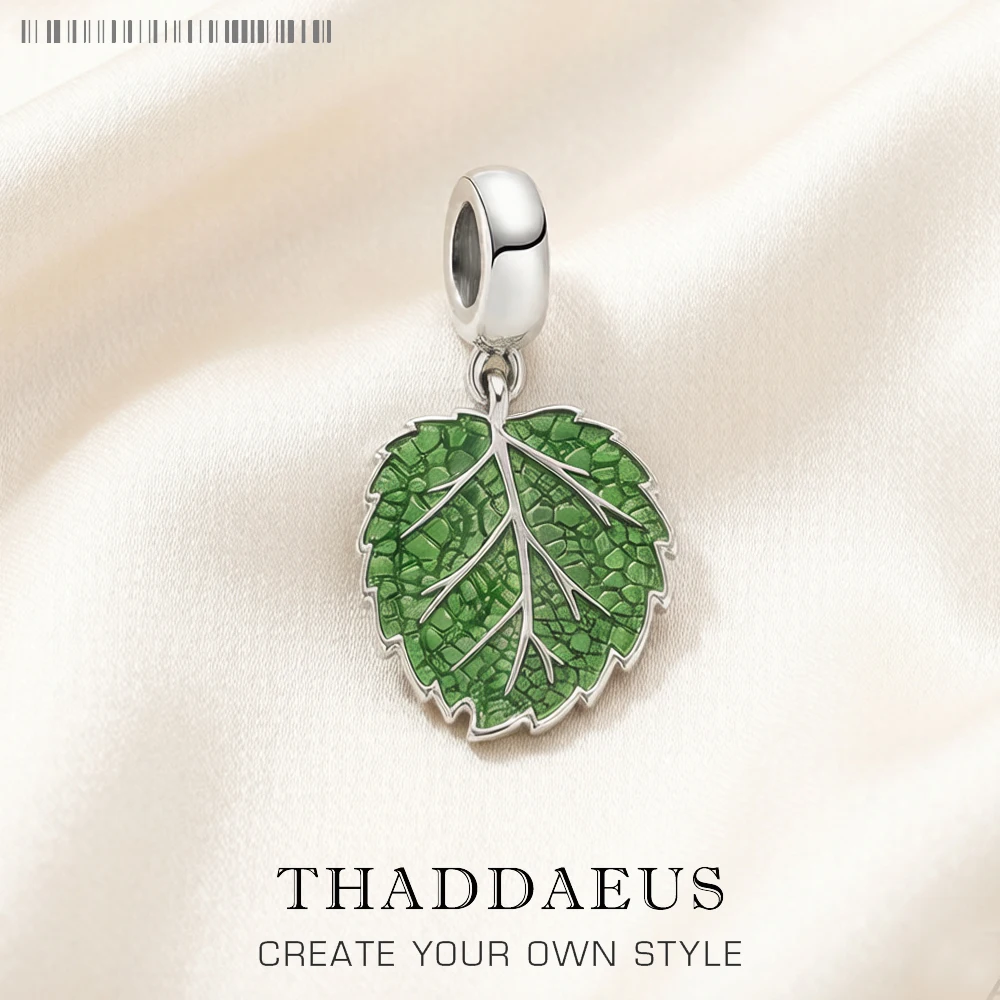 Hot Sell Europe Fashion European 925 Sterling Silver Pure and Fresh Green Leaf Petal Pendant Charm For Women
