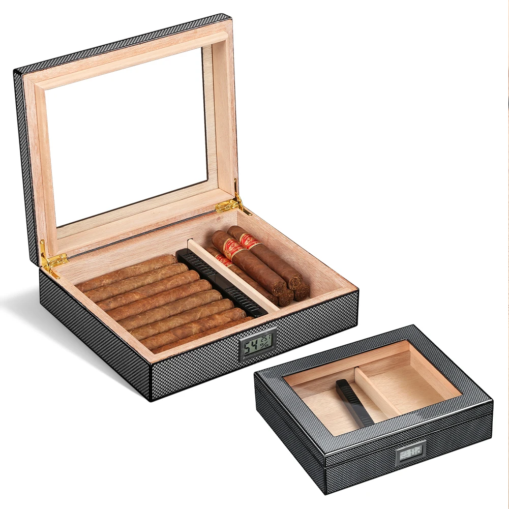 GALINER Cedar Wood Cigar Humidor Fit 20 Cigars With Humidifier Electronic Hygrometer Thermometer Smoking Accessories Gift Box