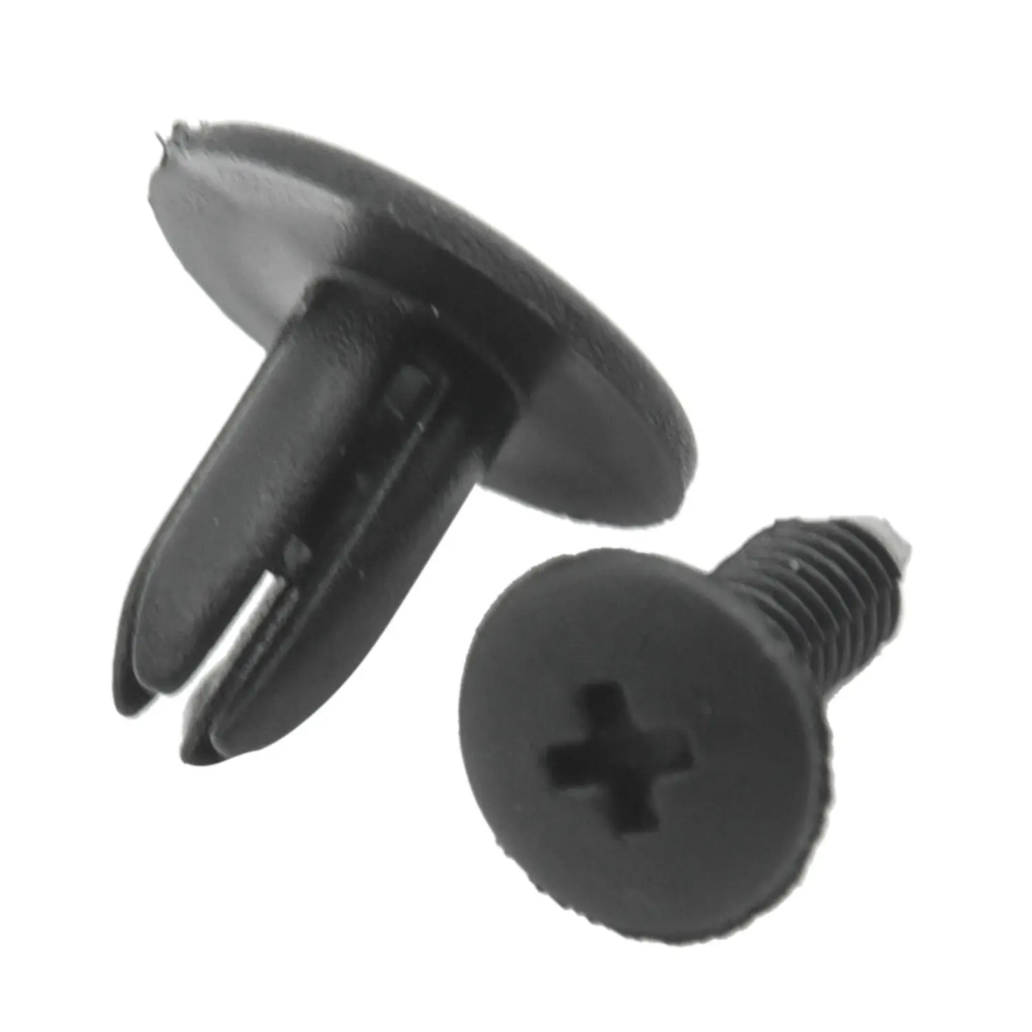 100 Pcs Car Push Type Black Plastic Rivets Fastener 6mm Hole