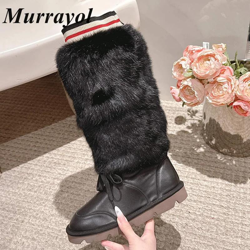 

Сапоги до колена из натуральной кожи из эластичной ткани, женские нескользящие зимние сапоги на меху на толстой подошве, весенне-осенние подиумные сапоги