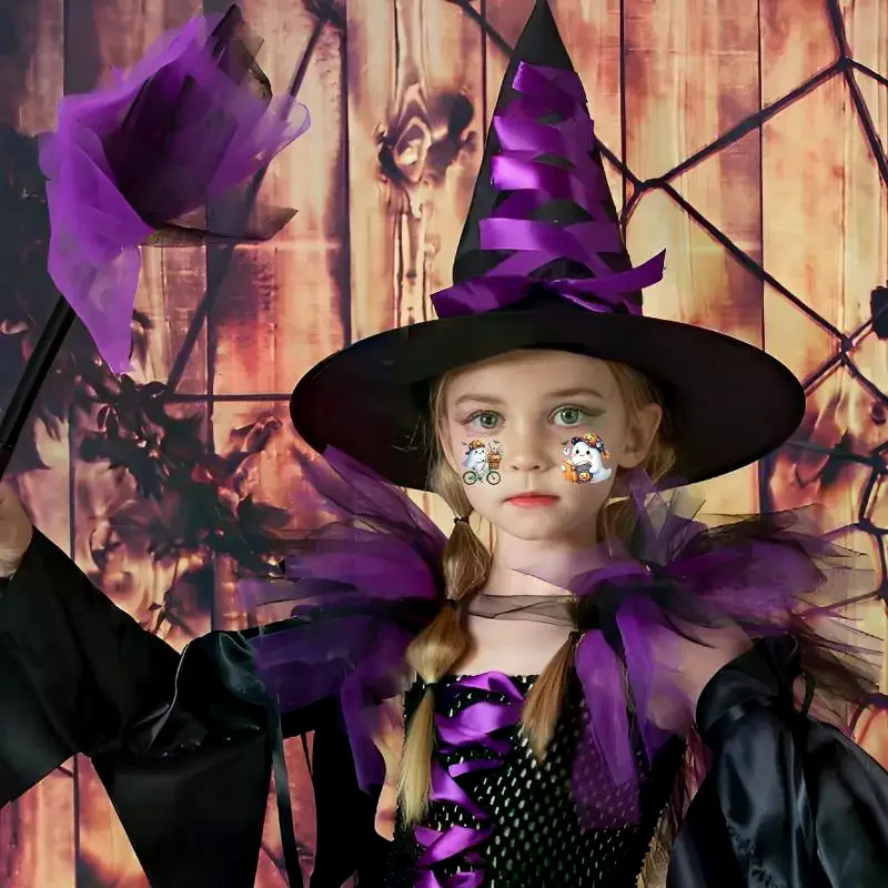 10/30 عبوة من ملصقات الوشم المزيفة للهالوين تتميز بالقرع والشبح والخفافيش؛ مقاومة للماء ومثالية لحفلات الأطفال