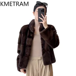 Natural Mink Fur Coat Women Fashion Short Fur Jacket Stand Collar New in Outerwears Winter Luxury Clothes Fourrures Femmes 2024