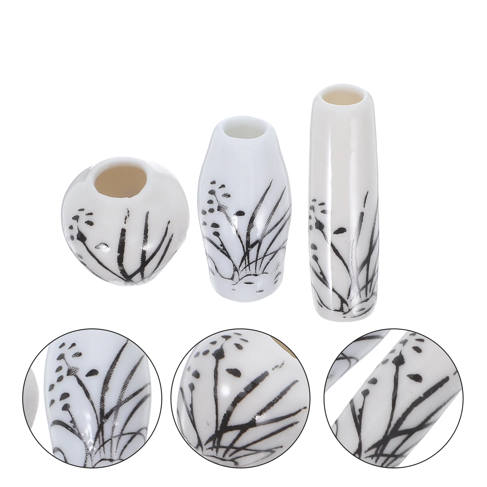 

3Pcs Miniature Vase Decorations Ceramic Mini House Props Elegant Chic Design for Room and Scene Decoration