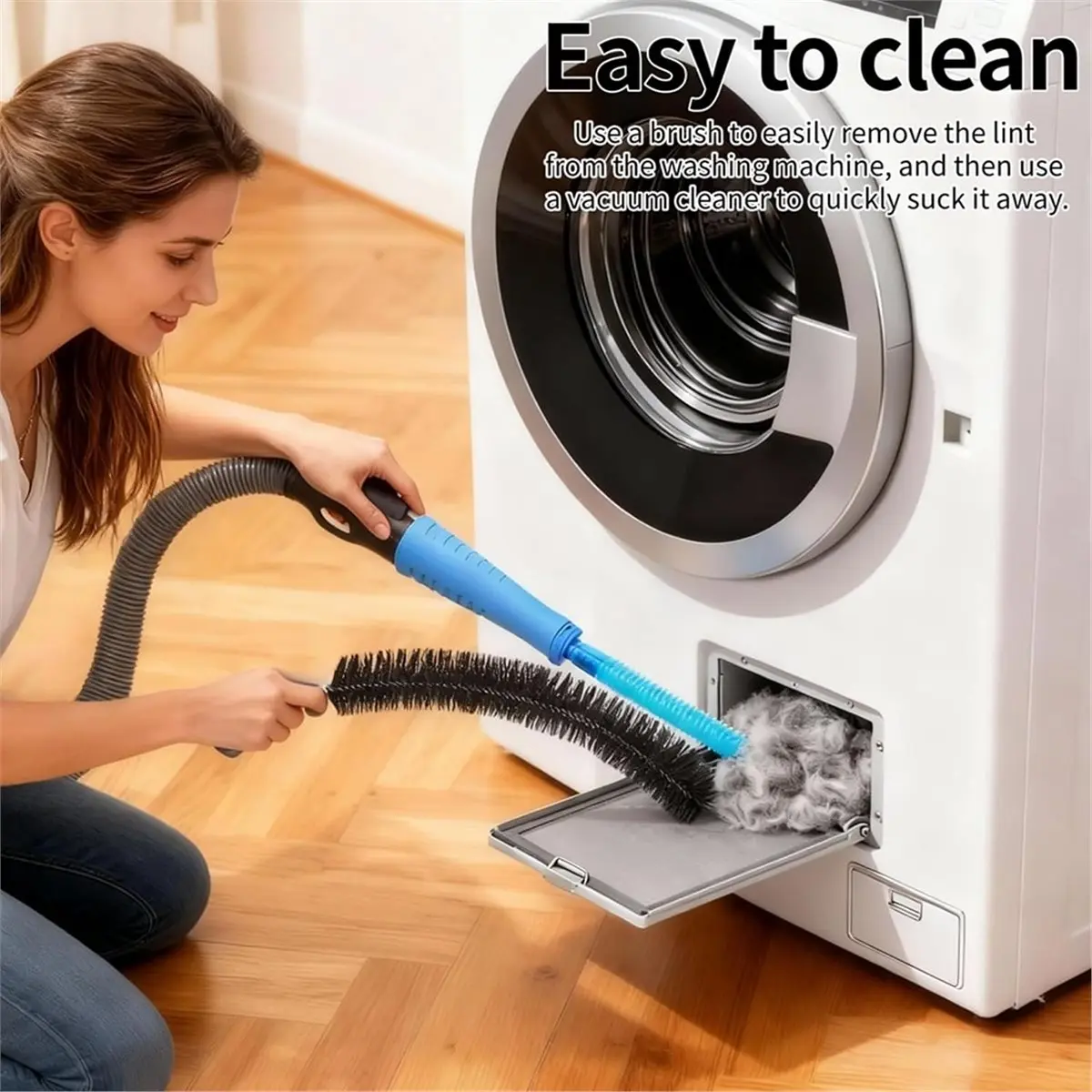 REST Dryer Vent Cleaner Kit Universal Vacuum Hose Attachment & Lint Brush, Effectively Clean Clogged Dryer Ducts
