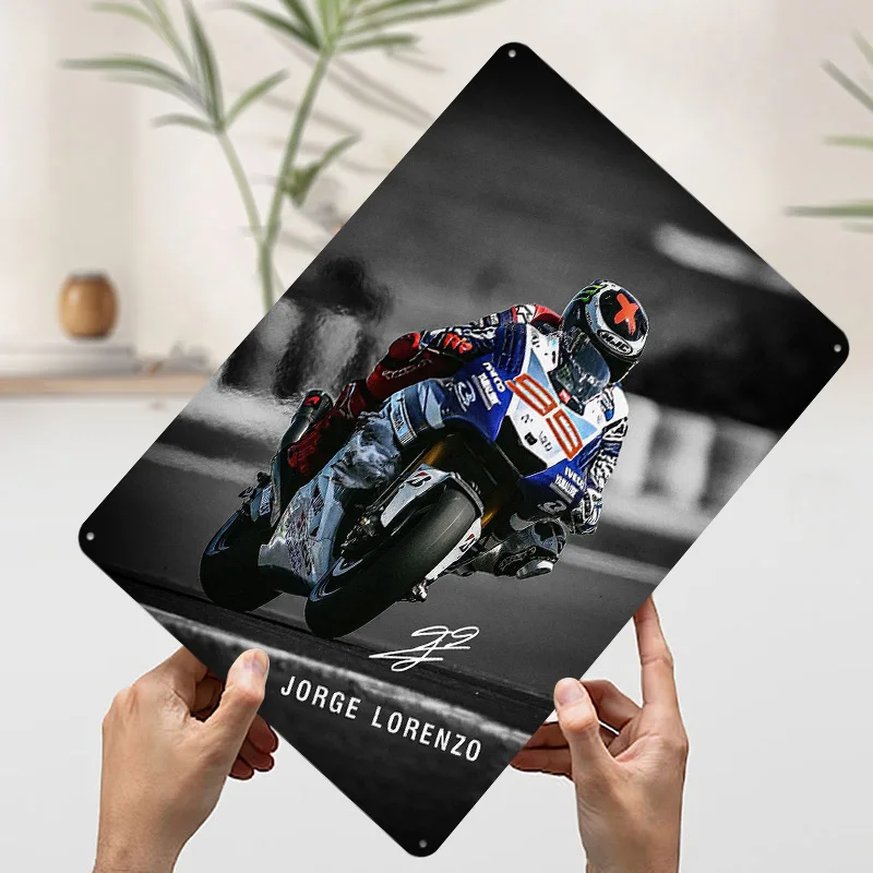 خورخي لورينزو دراجة نارية تين تسجيل الجدار ملصق فني مكتب ديكور علامات معدنية خمر للرجل كهف الديكور ديكور الغرفة الجمالية