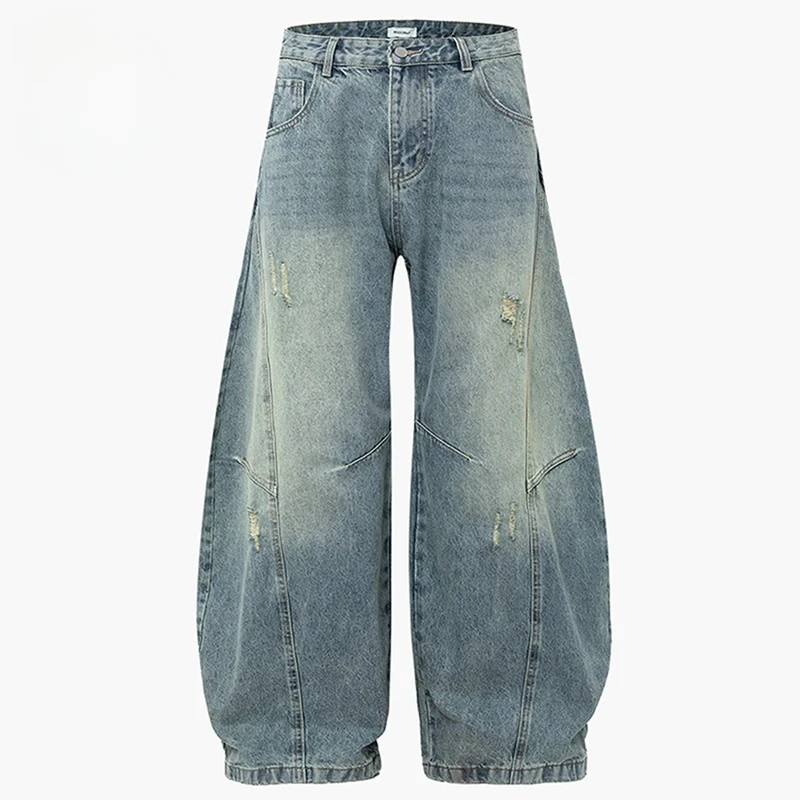 

Мужские винтажные мешковатые джинсы, синие свободные широкие джинсовые брюки, уличная одежда в стиле Харадзюку, хип-хоп, Y2K, джинсы, брюки унисекс