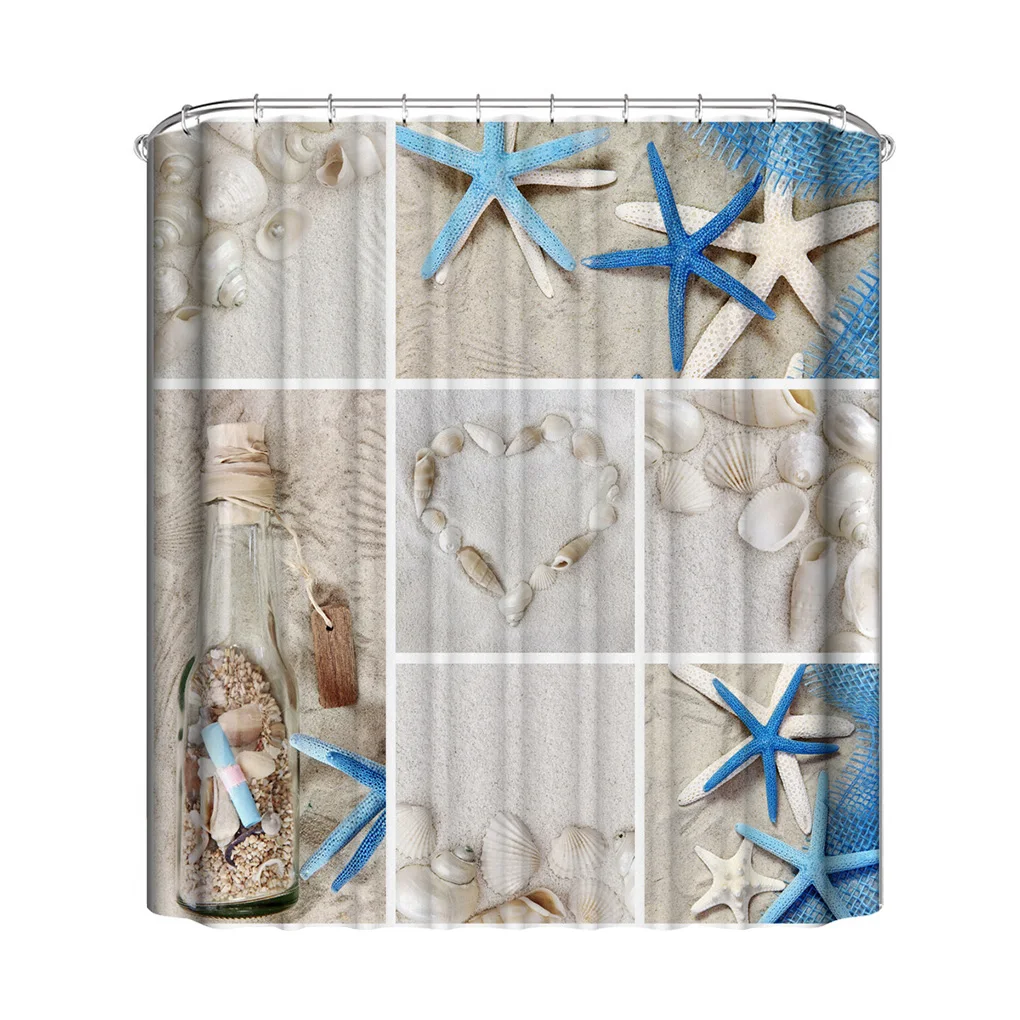 

3D Waterproof Shower Curtain Polyester Bath Drape No-fading Bathroom Decor Type 3 180x180cm