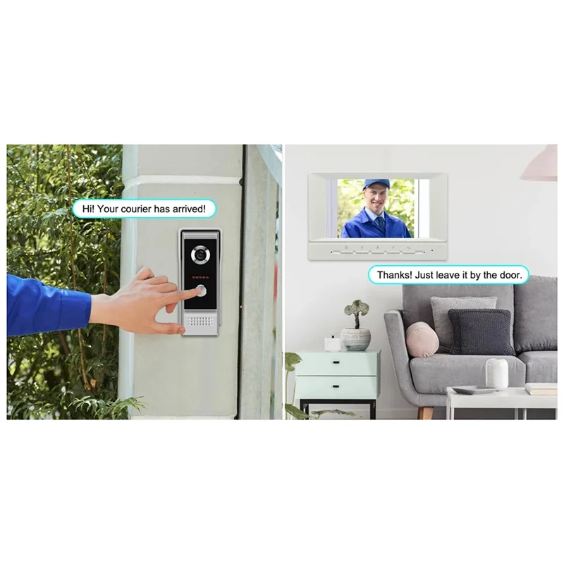 T24C Video Intercom System Video Doorbell System Kits 7 Inches Support Unlock Monitoring For Villa Home US Plug
