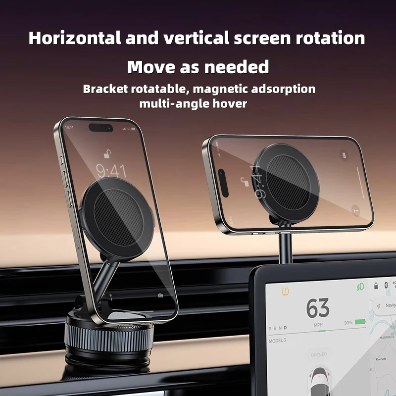 Vehicle Magnetic Holder Car Mount Vacuum Foldable Strong Suction Stand Cell Phone For iphone Live Streaming Universal Bracket