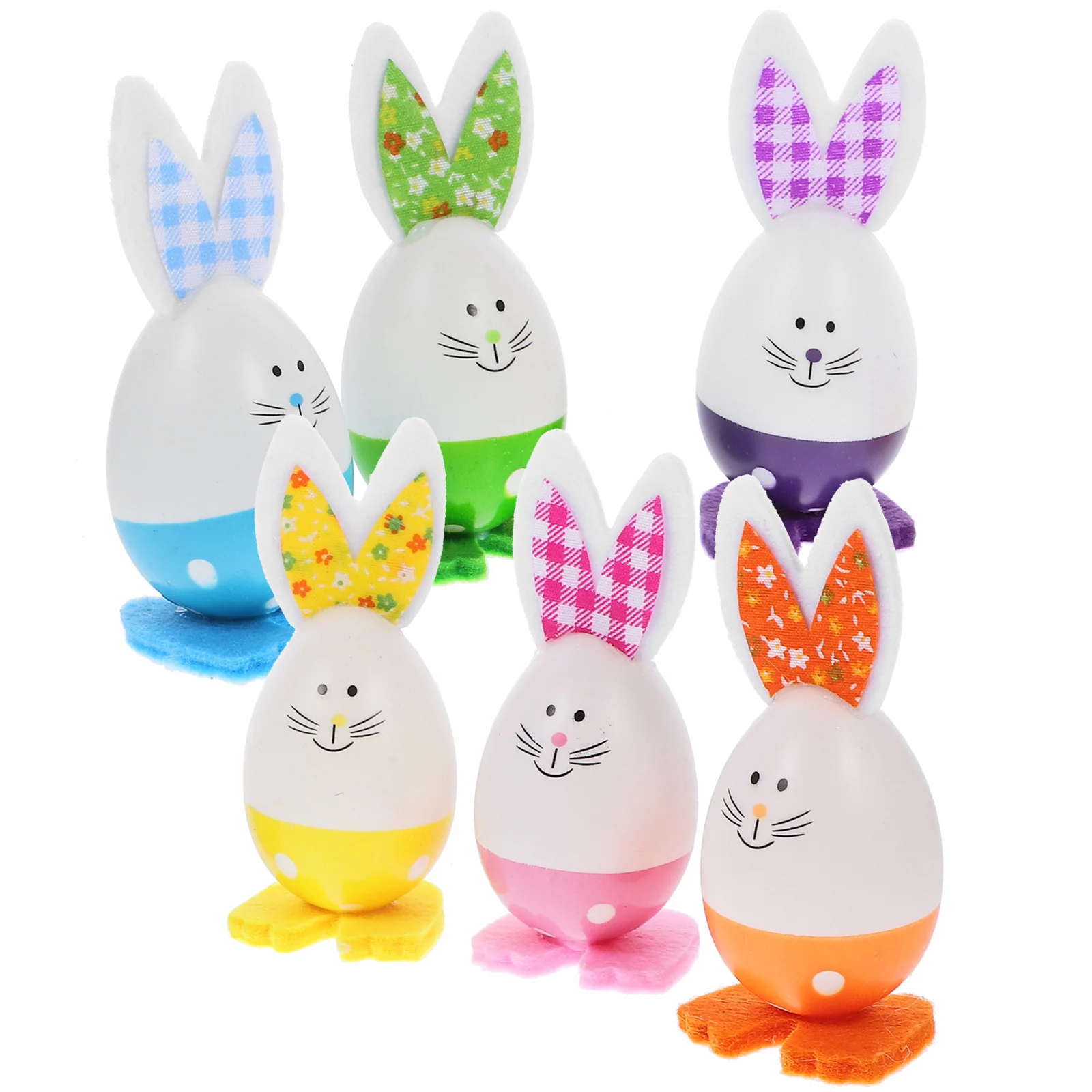 

6pcs Bunny Egg Ornaments For Party Favors Easter Basket Fillers Rabbit Figurines Desktop Decoration Easter Decor