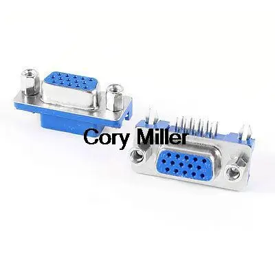 Right Angle PCB Mounting DB15 3 Row D-SUB Female Socket Port VGA Connector