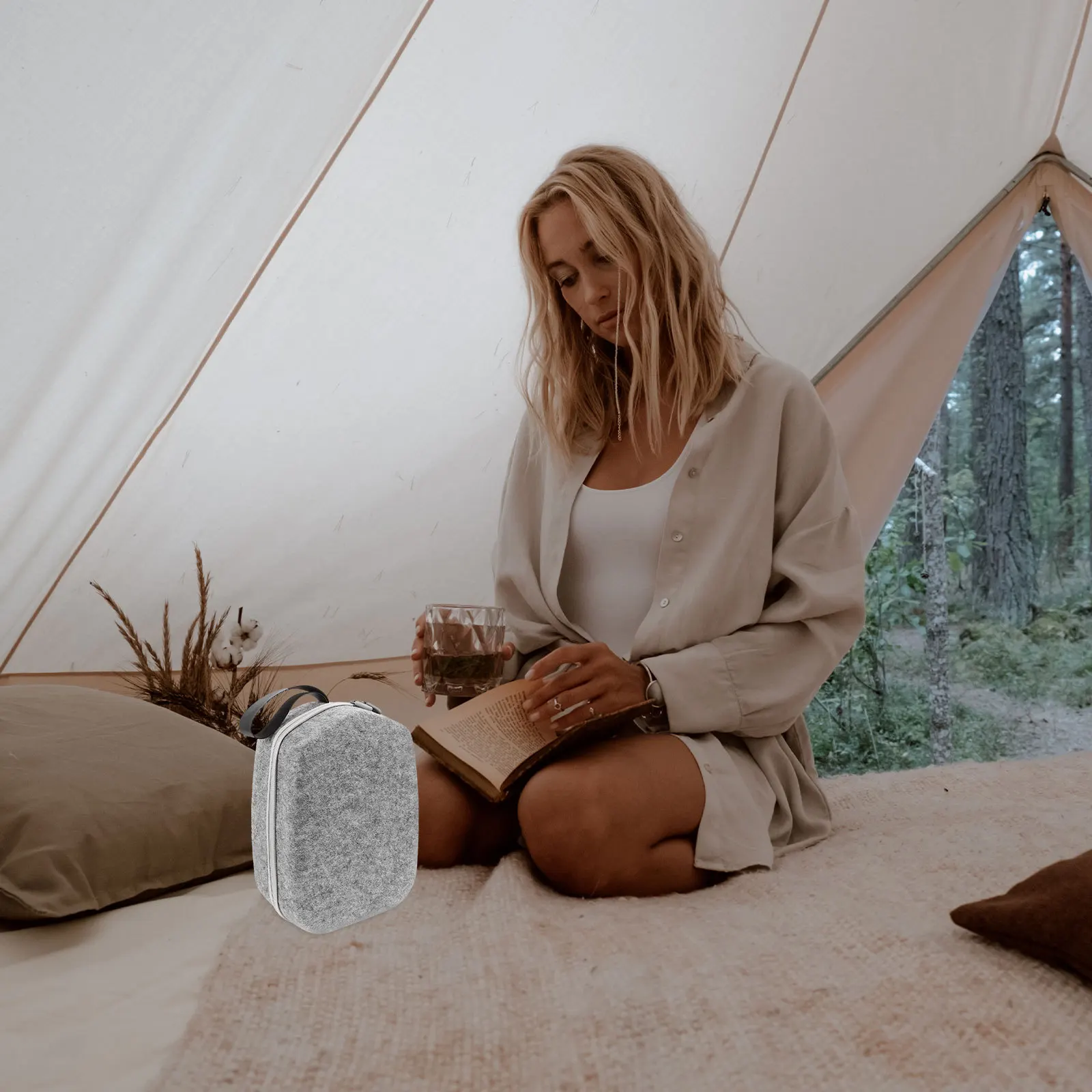 

Vr Glasses Storage Bag Felt Protective Case Shockproof Carrying Case Handle Portable Compatible 2