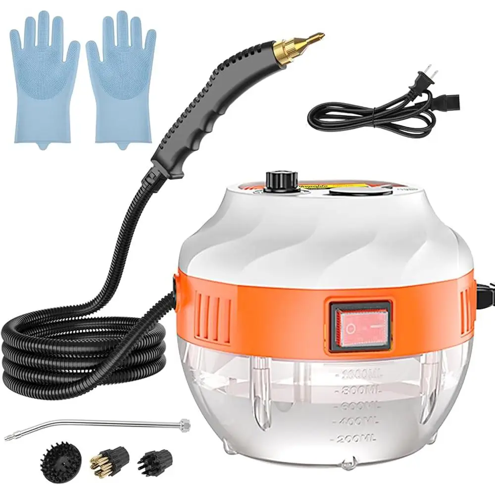 منظف بالبخار عالي الضغط 2500 وات منظف بخار محمول باليد مع 3 رؤوس فرشاة تنظيف بلاط سجادة الحمام والمطبخ