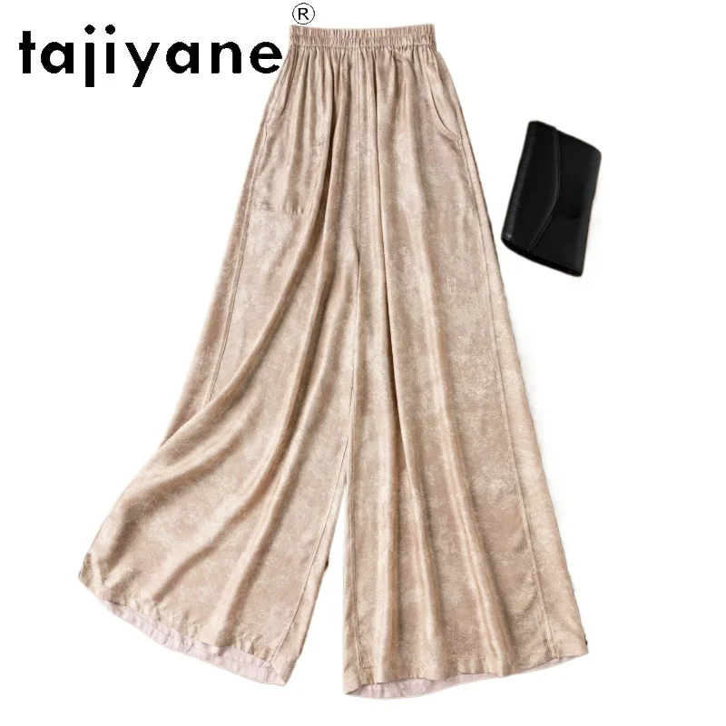 TAJIYANE 100% Real Mulberry Silk Pants for Woman Reversible Baggy Pants Casual Summer Wide Leg Trousers Women Clothes 2026 calça
