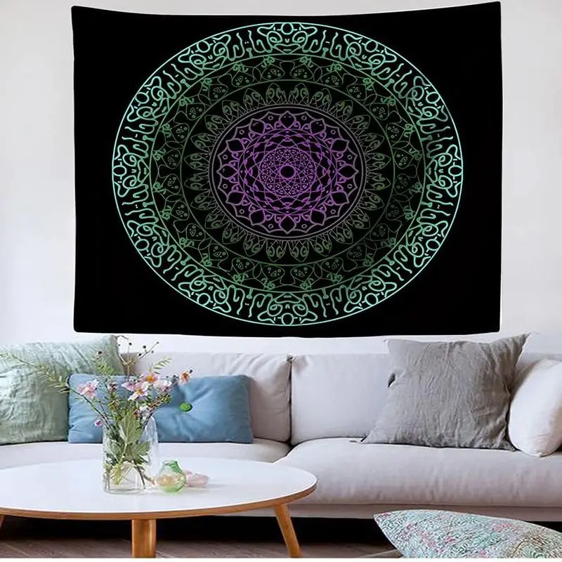 VIKAMA Rice Bottom Warm Tone Mandala Tapestry, Flower Mandala Aesthetic Wall Hanging for Bedroom Living Room Dorm Decor