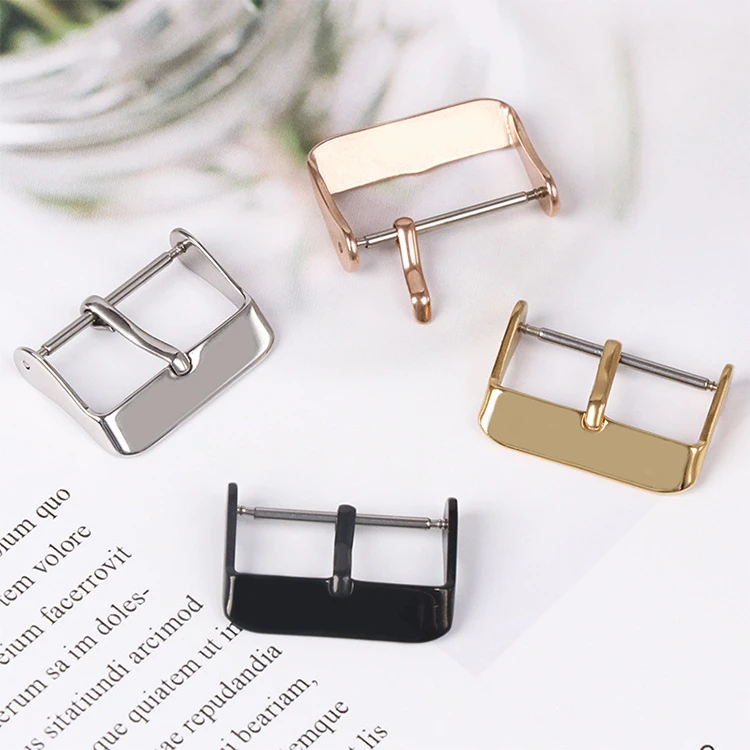 Stainless Steel Watch Strap Buckle Silver Gold Black Polished Metal Watchband Pin Clasp 12 14 16 18mm 20mm 22mm 24mm Accessories