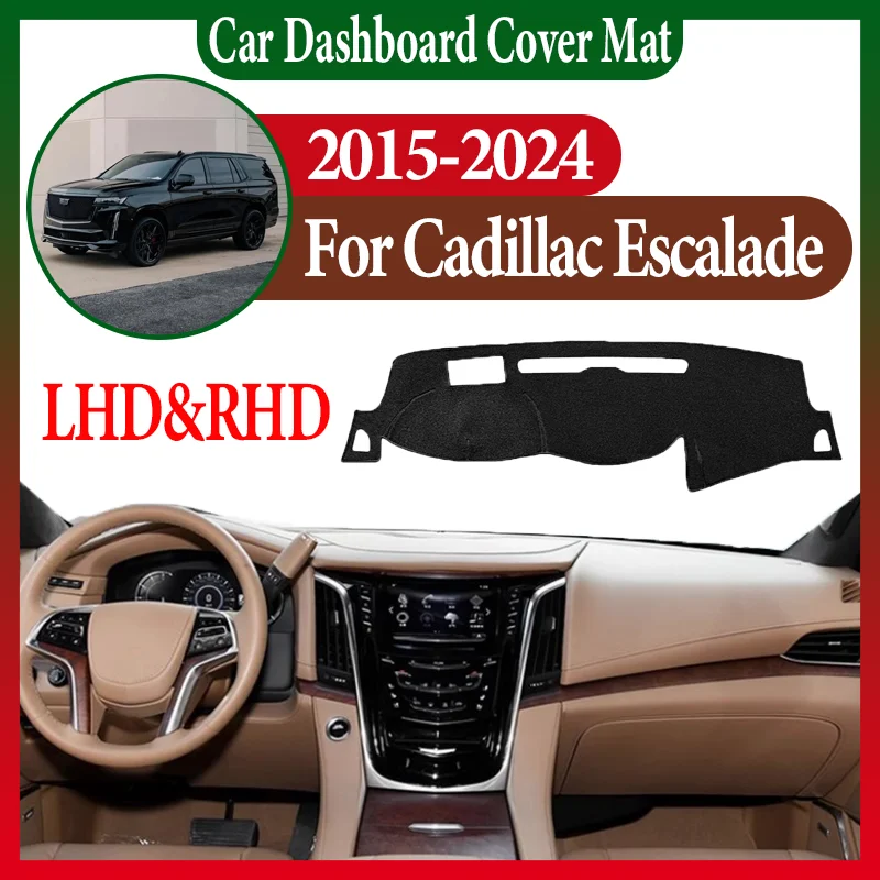 

Аксессуары для Cadillac Escalade 2015-2024, коврик для центральной консоли автомобиля, солнцезащитный коврик для приборной панели, пылезащитный противоскользящий коврик для приборной панели