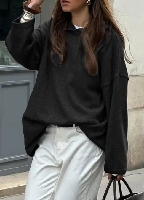 Casual and Minimalist Long Sleeved Hooded Sweater, Solid Color and Fashionable British Loose Sweater for Autumn and Winter