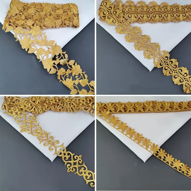 38 Design Can Choose Gold Silver Embroidery Lace Fabric Lace Accessories Dance Clothes Vest  Curtain  Decoration Lace AC101