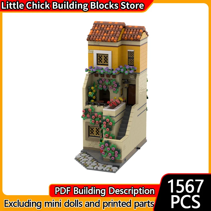 

Street View Model MOC Building Bricks Italian Street Architecture Modular Technology Children Holiday Gifts Assemble Toys Suit