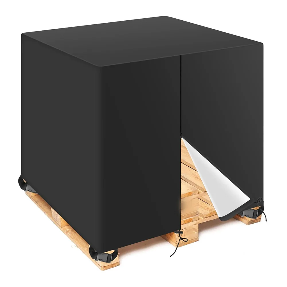 210D Polyester Waterproof Pallet Cover Featuring Zipper Entry and Adjustable Straps for Large Pallet Protection