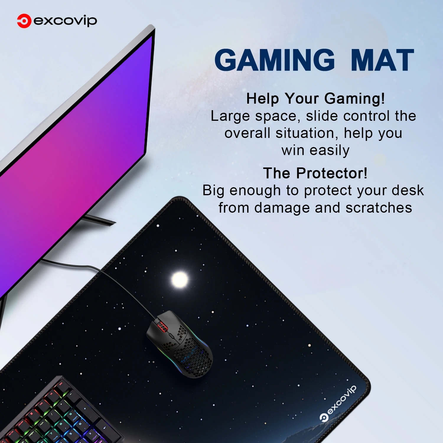 EXCO Gaming Keyboard Mouse Pad Large Extended Big Mousepad for Gamer Computer Office Desk Mat with Stitched Edge Non-Slip Base