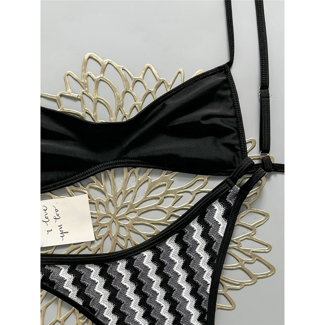 2026 Gestreifter High-Leg-Cut Brasilianischer Bikini Damen-Badeanzug Zweiteiliger Bikini-Set Badebekleidung Badeanzug V8216 – Detail 23