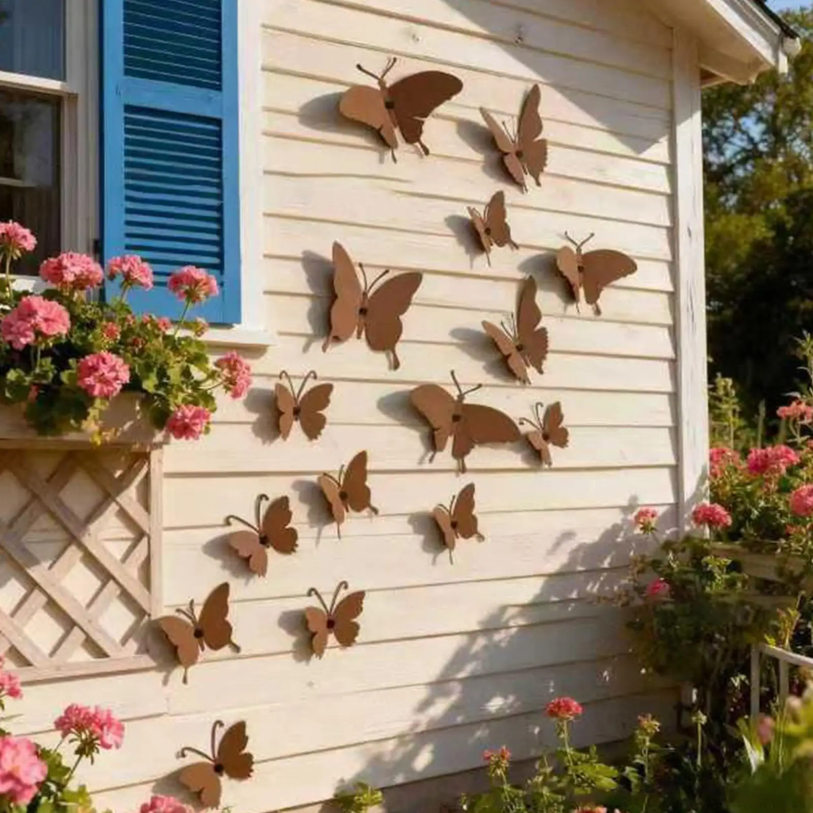 Metall-Schmetterling Wanddekoration 15-teiliges Set Ästhetische Wandkunst für Mädchenzimmer Schlafzimmer Kinderzimmer Badezimmer Garten Outdoor Party Dekoration