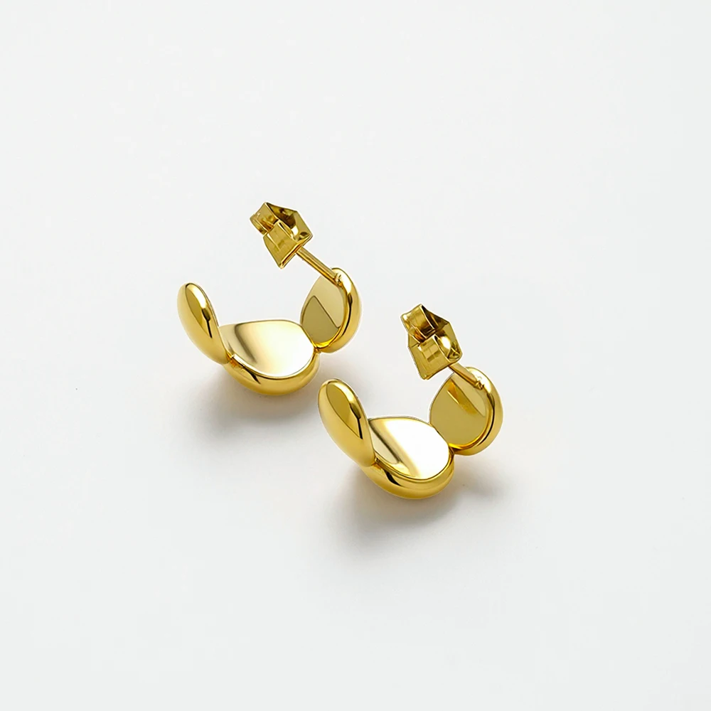 

ENFASHION Aretes De Mujer Bread Stud Earrings For Women's Stainless Steel 18K Plated Gold High Street Fashion Jewelry E251805