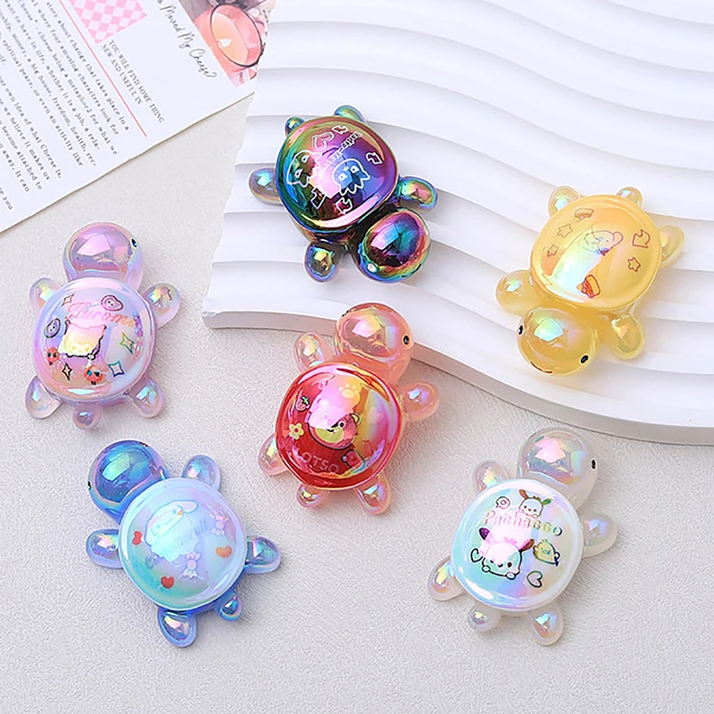 3Pcs Sanrio Mini Cartoon Colorful Turtle Doll Ornament Micro Landscape Decoration Resin Crafts Ornaments Desktop Decor