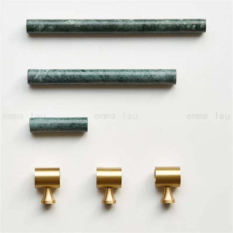 Natural Marble Handle With Solid Brass Base Furniture Handle Door Knobs T-bar Handles for Cabinet Kitchen Cupboard Drawer Pulls