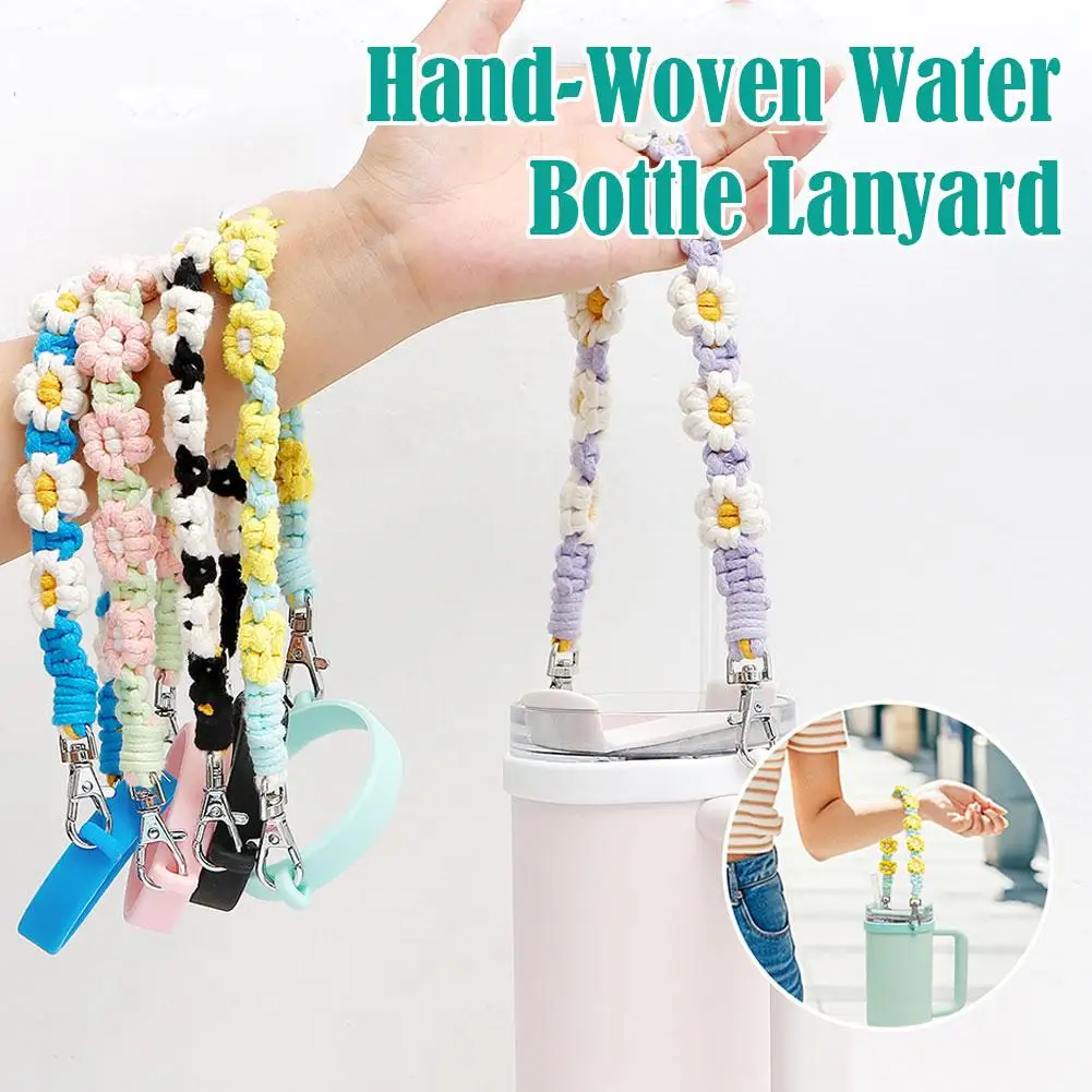 Hand-woven Hanging Bottle Sling Holder For Stanley Adjustable Water Cup Strap Elastic Band Design For Stanley Cup Accessori U8I4