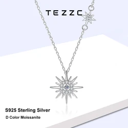 Tezzc Moissanite Lab Diamond  Pendant Necklace For Women Men 925 Sterling Silver Sun Flower Party Fine Jewelry wholesale