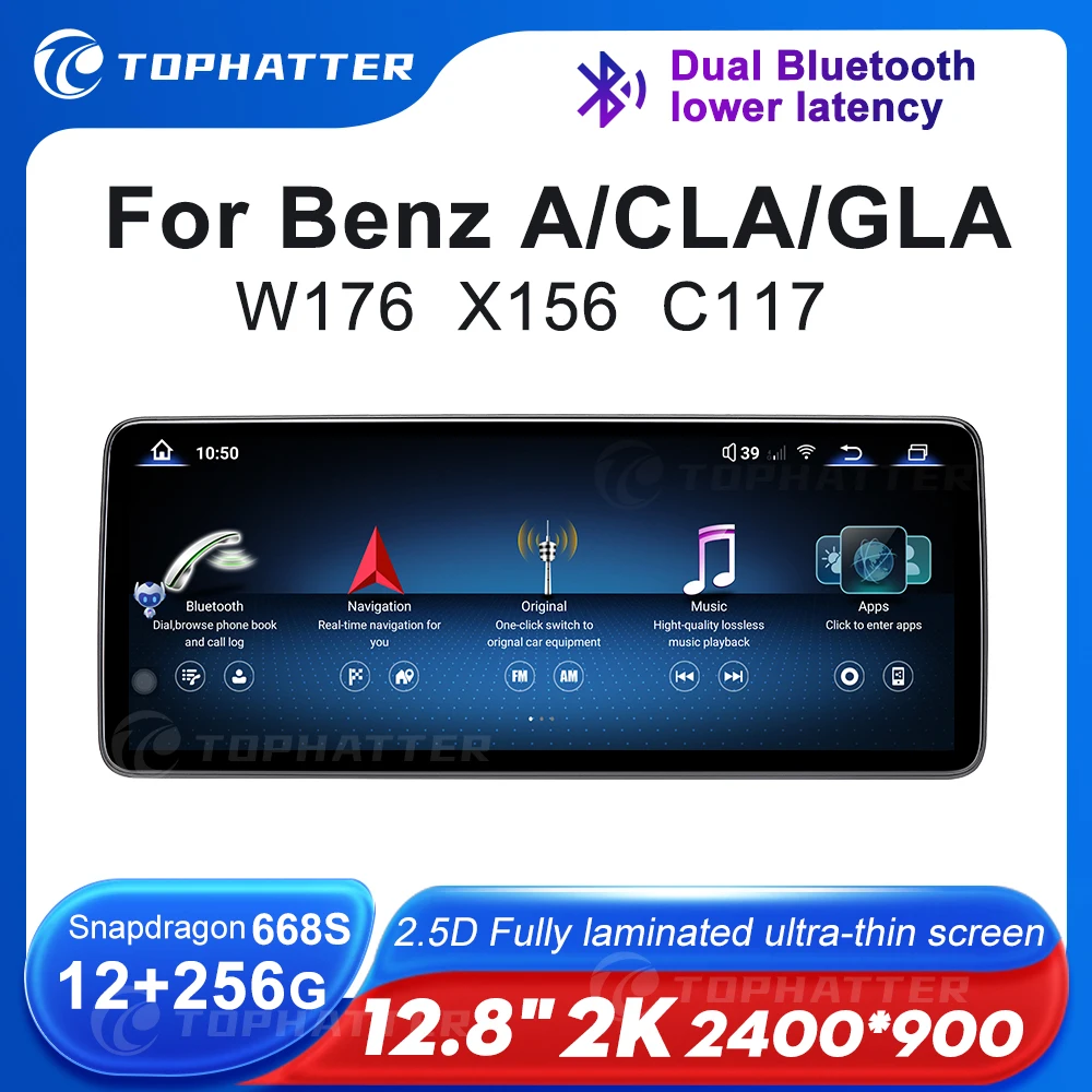 12.8 2K Car Radio For Mercedes Benz A Class W176 GLA X156 CLA C117 CarPlay Android Multimedia Player Head Unit Screen 360 3D Cam