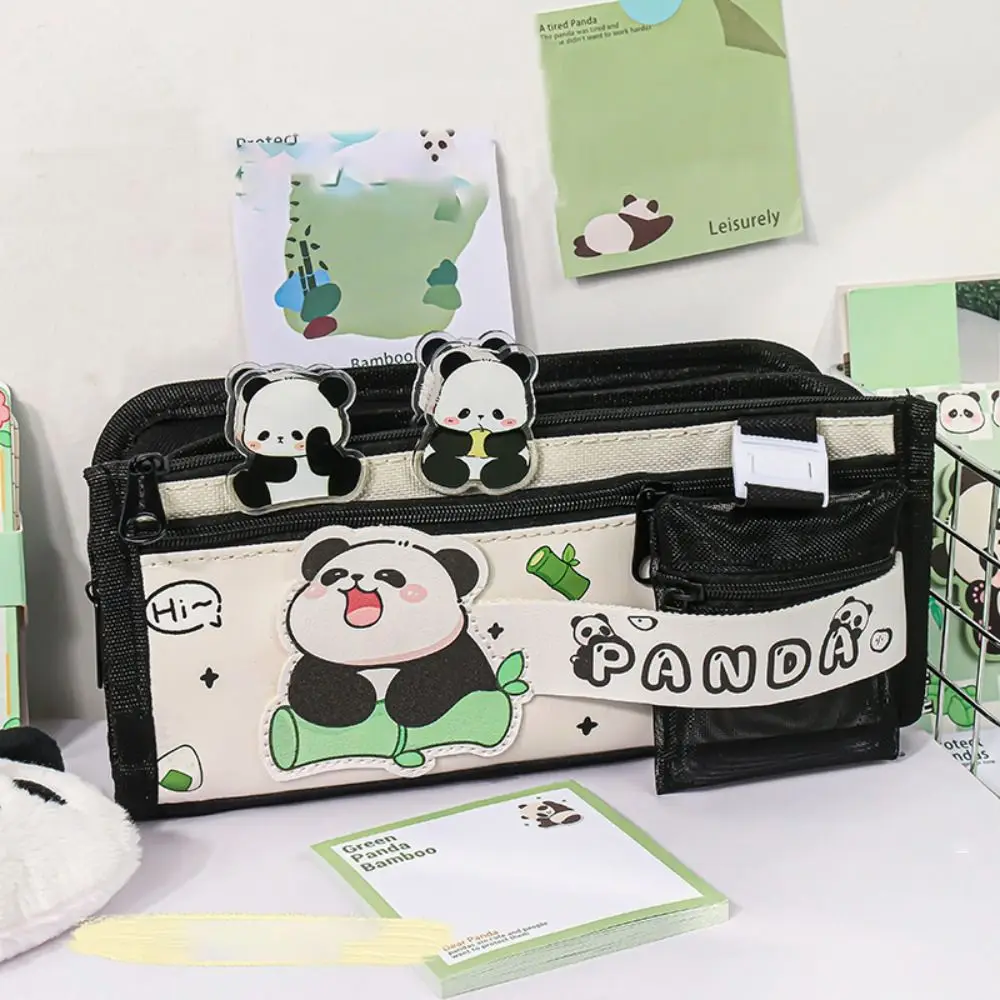 Bolsa para bolígrafos portátil Simple, bolsa de almacenamiento para bolígrafos de dibujos animados de gran capacidad, caja de lápices de lona para estudiantes