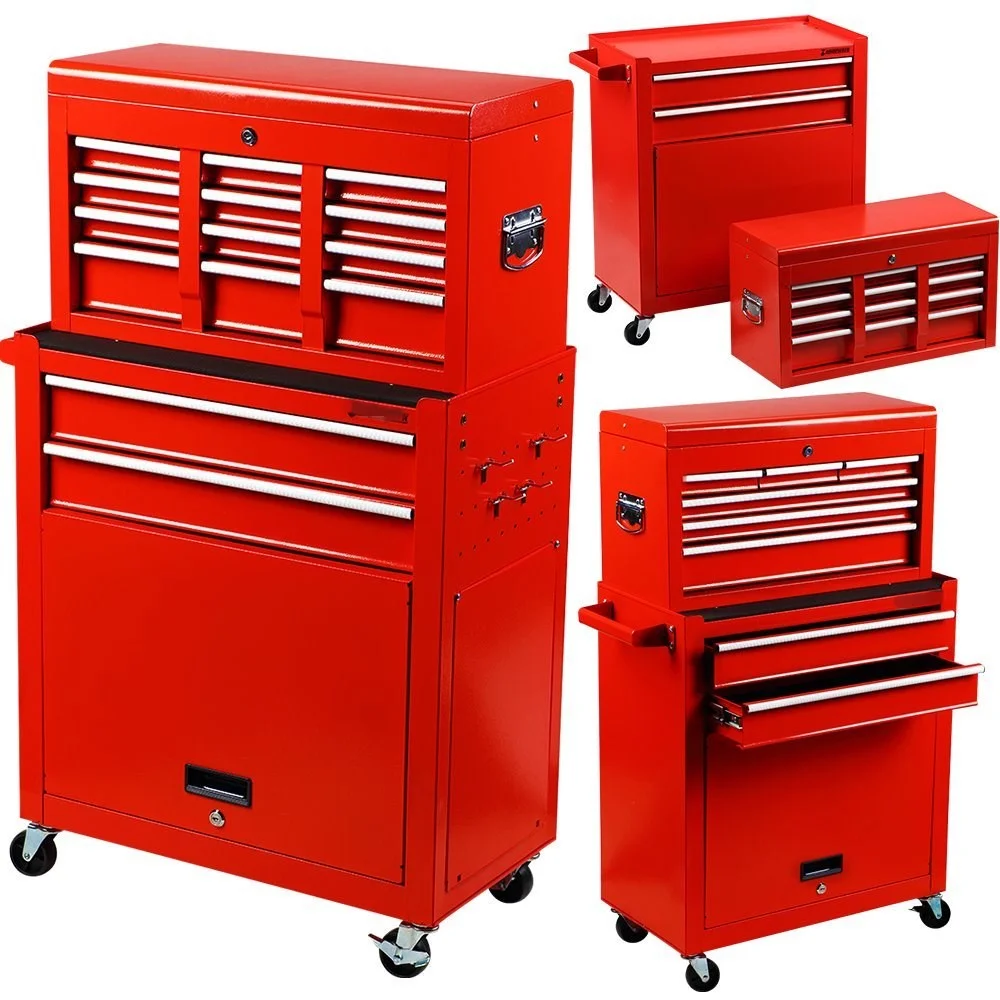 

CE 8 Drawers Double Door Metal Rolling Combination Lockable Tool Cabinet for Workshop Storage Tools
