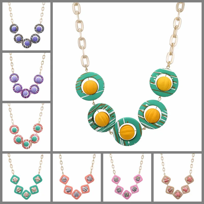 Candy color beads necklace women's European and American hot-selling jewelry cross-border accessories accessories wholesale manu
