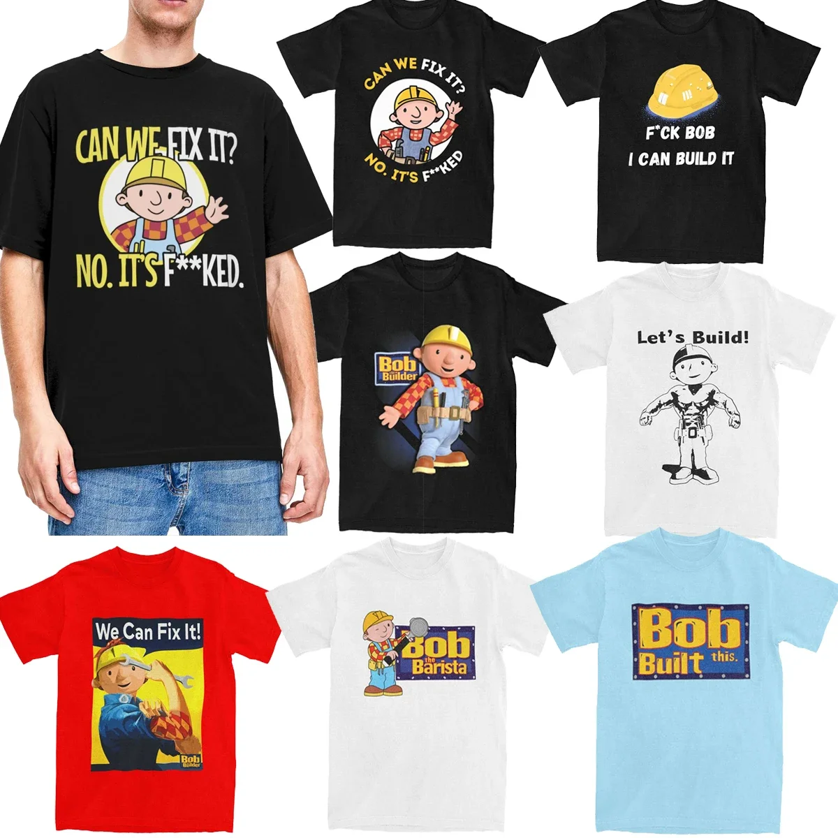 Novelty Bob The Builder Merch Can We Fix It T Shirt Men Women 100% Cotton Funny Repair Man Tee Shirt Gift Idea