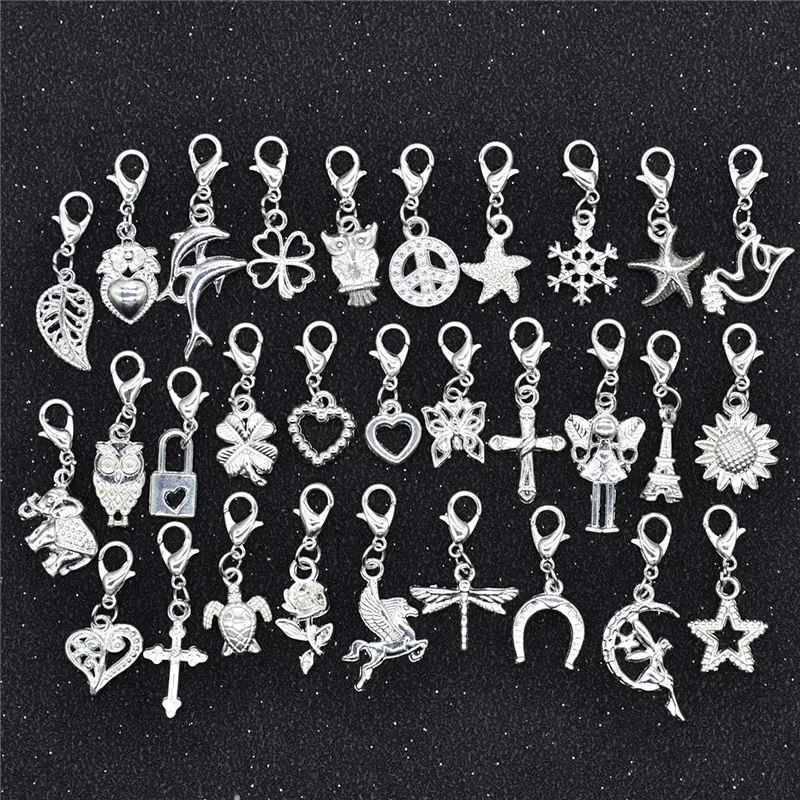 30Pcs Hair Clip Rings Mixed Styles Animal Heart Leaf Flower Charms for Hair Braid Beard Dreadlock Beads Rings Tube Accessories