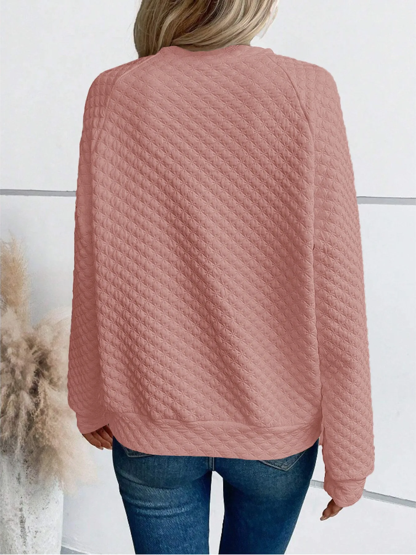 Long Sleeve Hoodie Casual Mid Length Elegant Commute with No Hood Pullover V Neck Patchwork Regular Sleeve Women Sweatshirt
