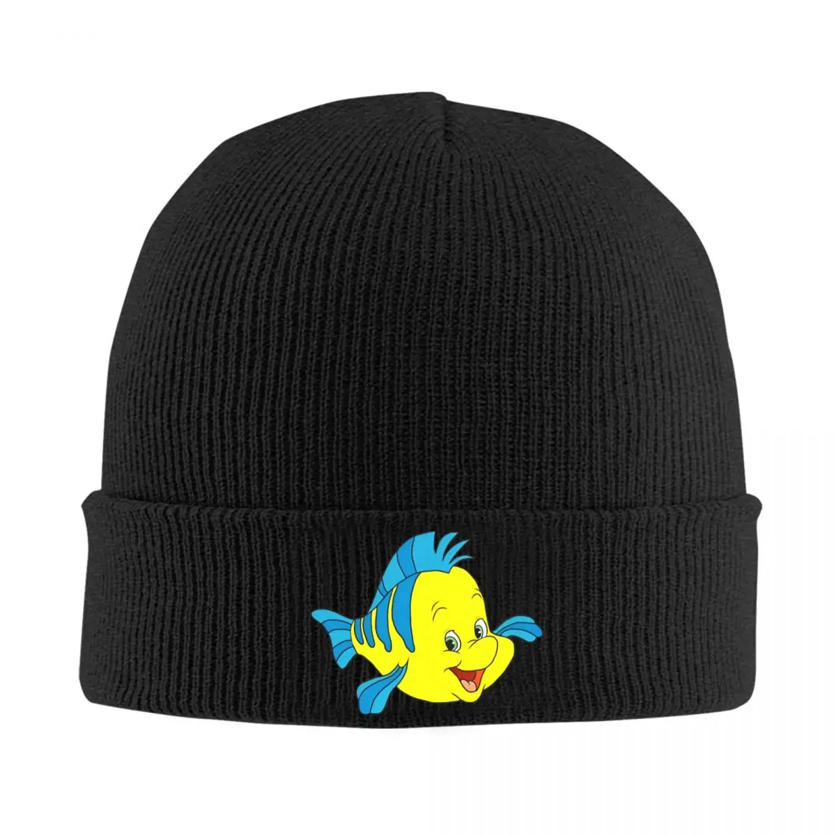 Flounder The Little Mermaid Knit Hat Trendy Caps Men Women Kpop Beanie Hats Spring Graphic Elastic Bonnet Hats