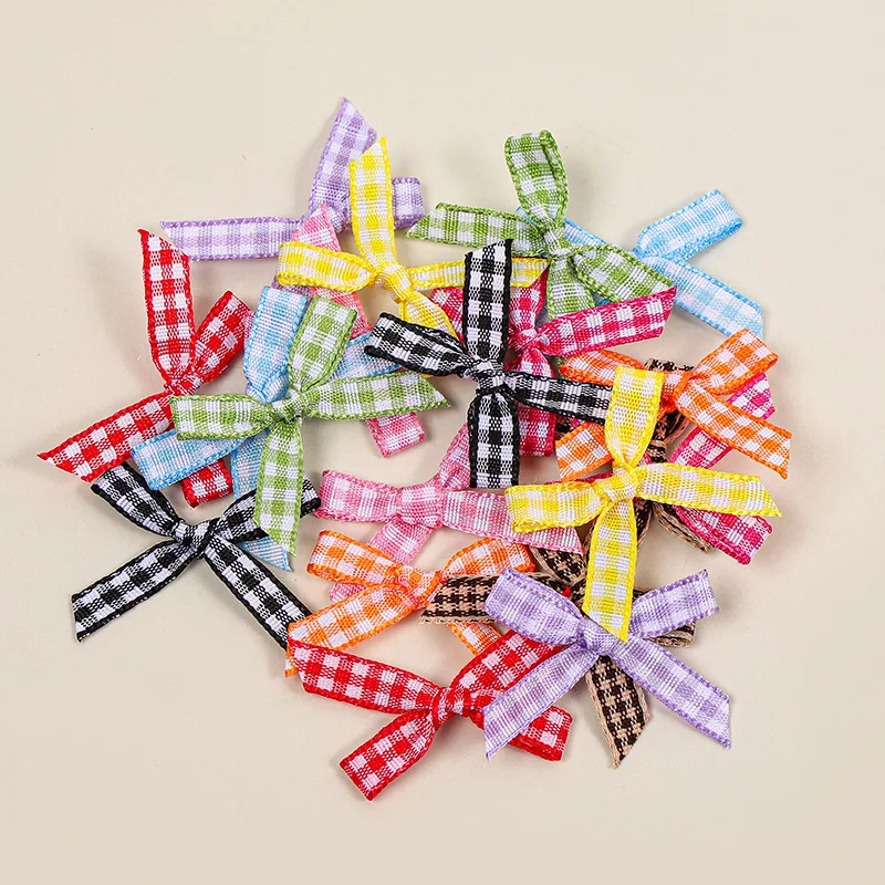 50 Stück/Lot Mini-Karo-Schleifenbänder, karierte Gingham-Schleifen für DIY-Nähprojekte, Hochzeitsdekoration, Haarnadeln und Kleidungszubehör – Detail 5
