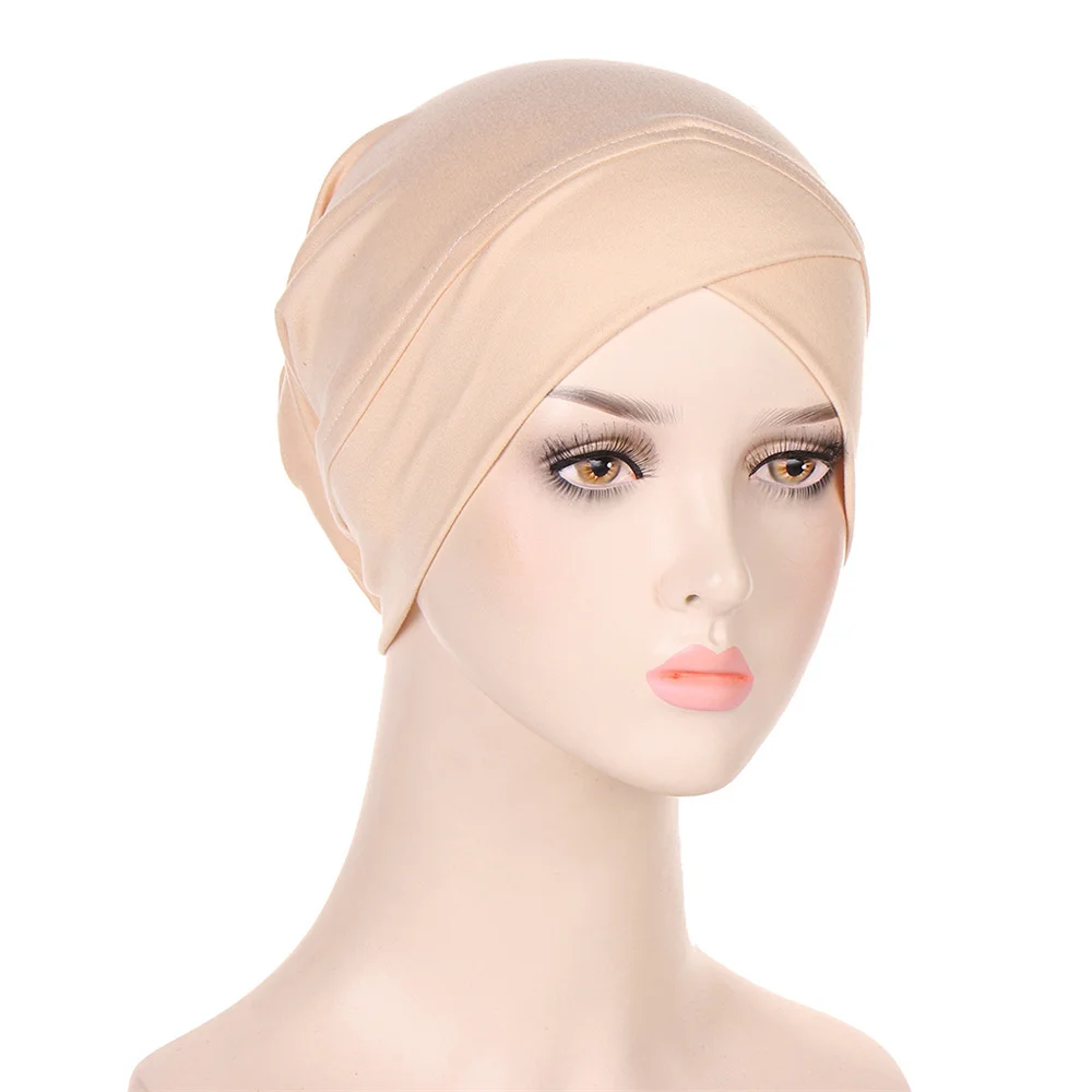 Chapéu interno hijab muçulmano elástico macio para mulheres, lenço islâmico, gorros islâmicos, tampas de quimio árabes, turbante câncer, gorro liso