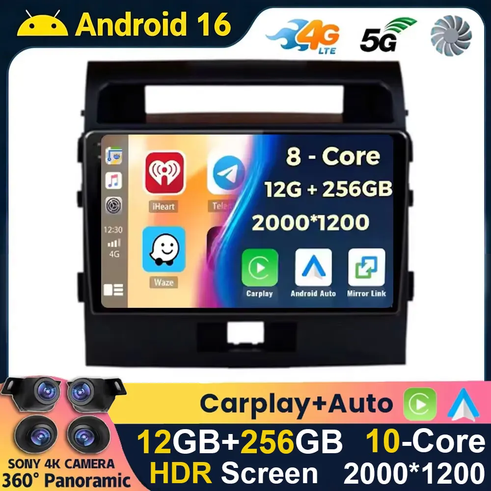 Android 16 Carplay Auto For Toyota Land Cruiser 11 200 2007 2008 2009 2010 2011- 2015 Car Radio Multimedia Player Stereo GPS DSP