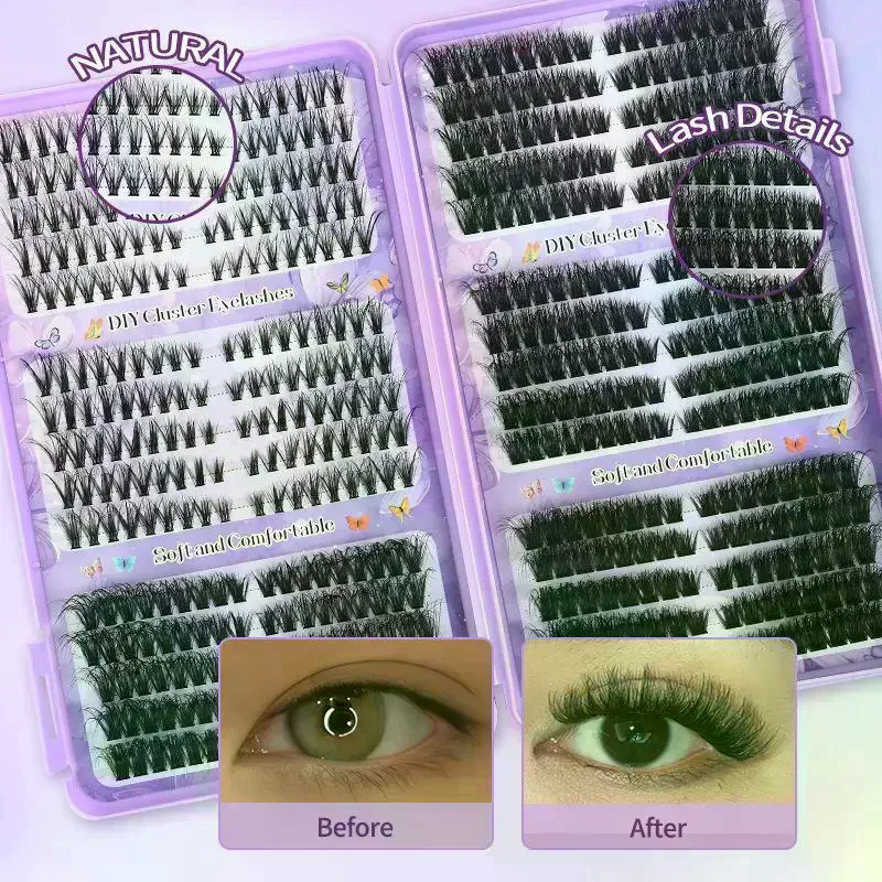 Eyelashes European Style 3D Fluffy Curled False Segmented Single Cluster Thick Large Capacity DIY Fox Series Reusable Glam