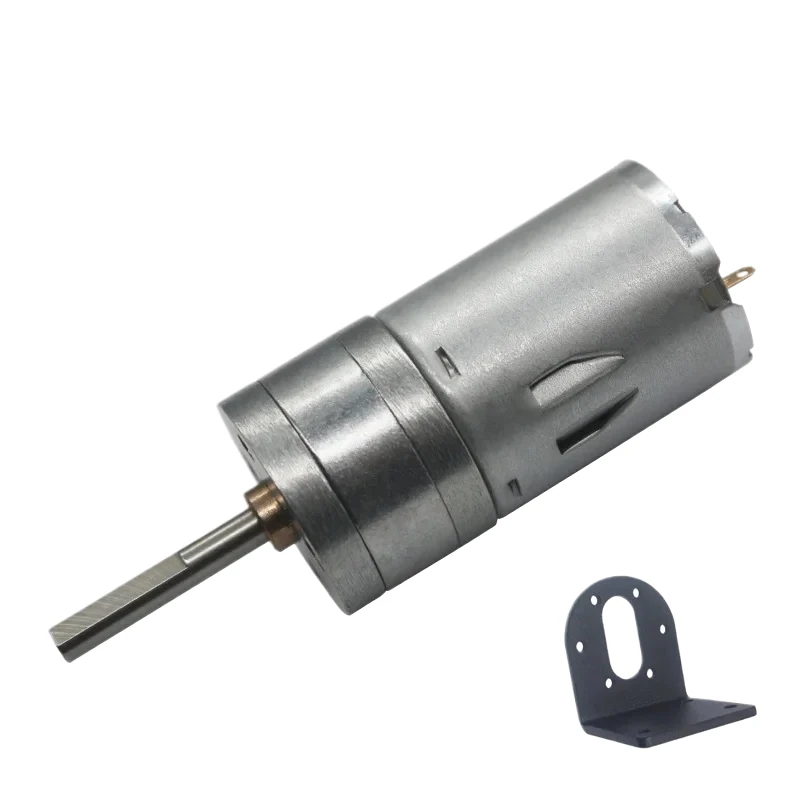 16rpm-1360 rpm micro low speed small gear motor with 25mm*4mm long output shaft with Bracket L Shaped Mounting DC Geared Motor